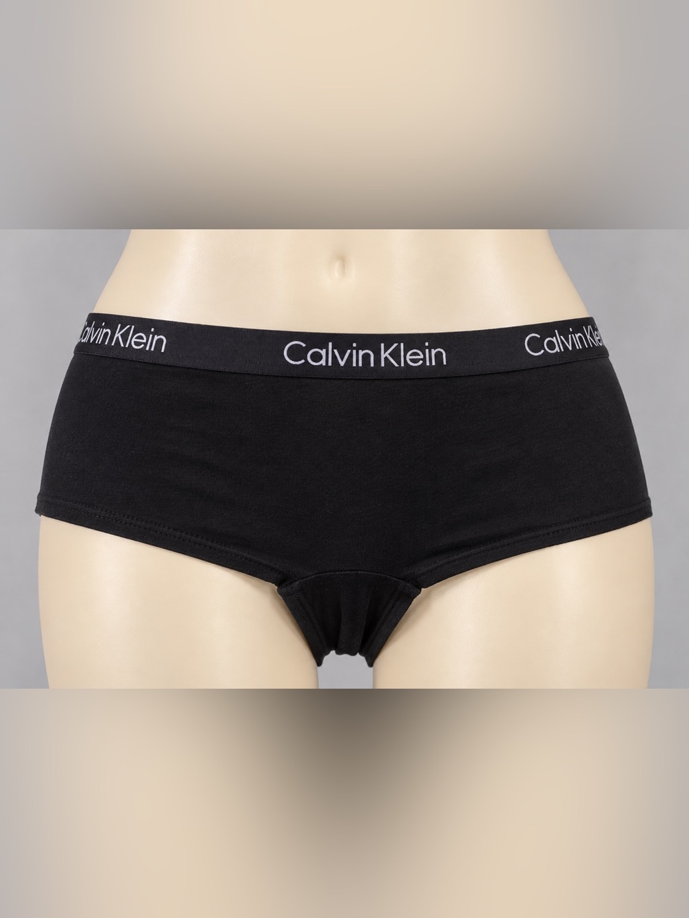 Calvin Klein Black Cotton Boyshort Logo Waistband M